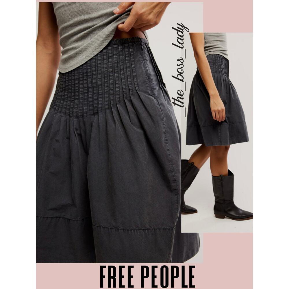 Free People midi skirt cotton pleated boho 4 spring summer high rise